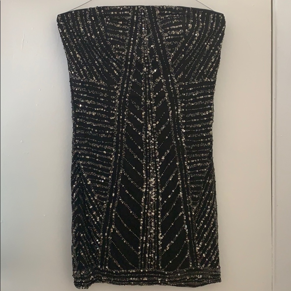 Black beaded dress.